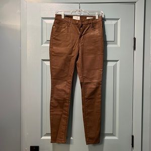 FRAME le high skinny chocolate colored coated jean